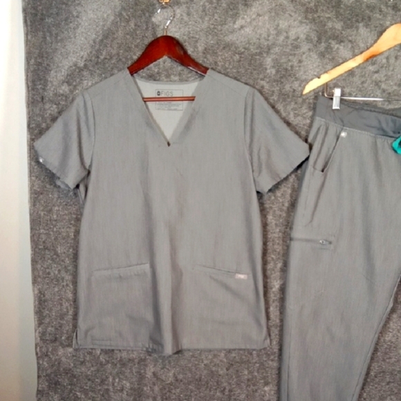 Figs Gray Track Pants Joggers with Elastic Waistband Casma Zamora Style Womens - Picture 3 of 13